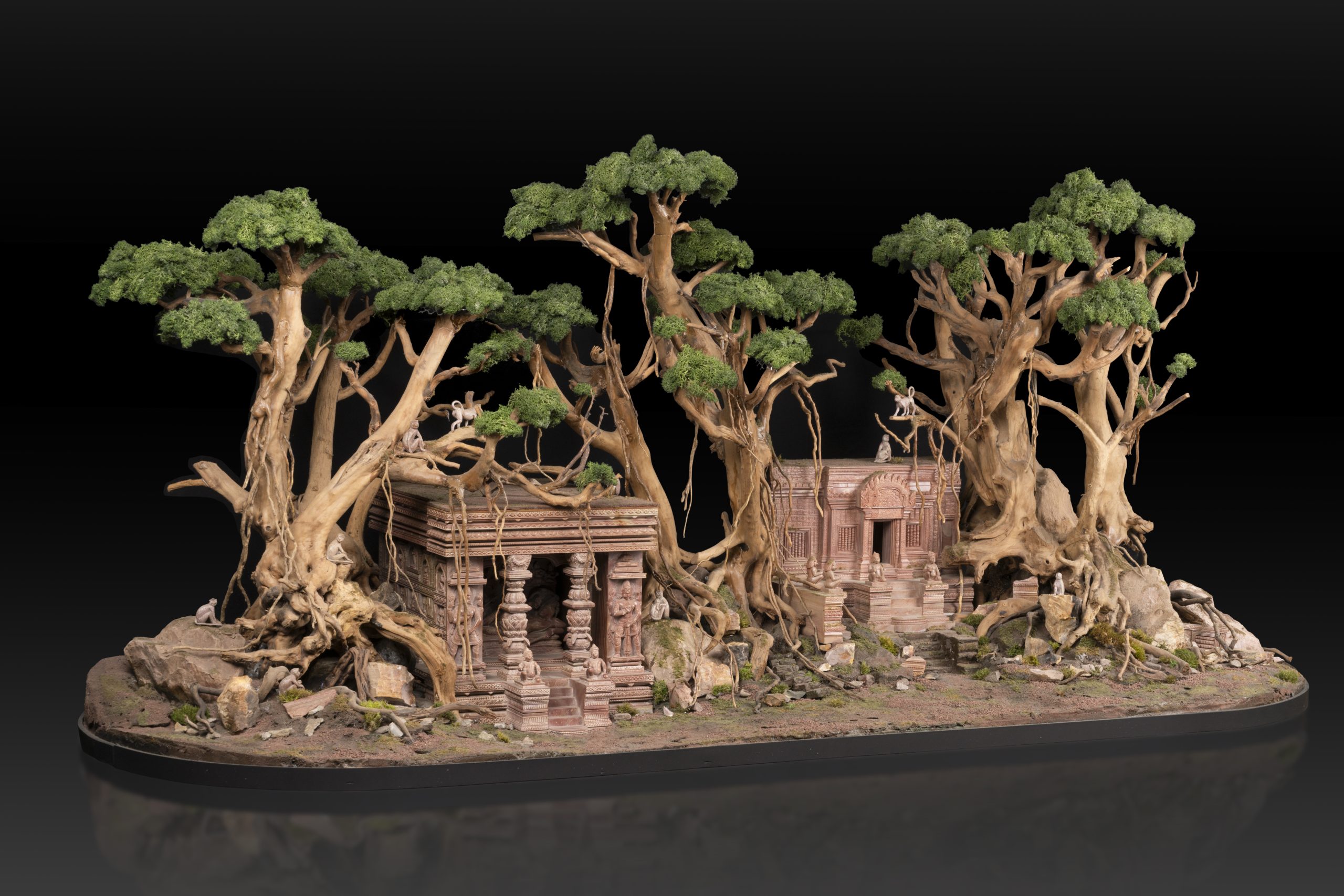 Miniature Temple Diorama inspired by Angkor Wat and Early North Indian Temple Traditions, ca. 2024.