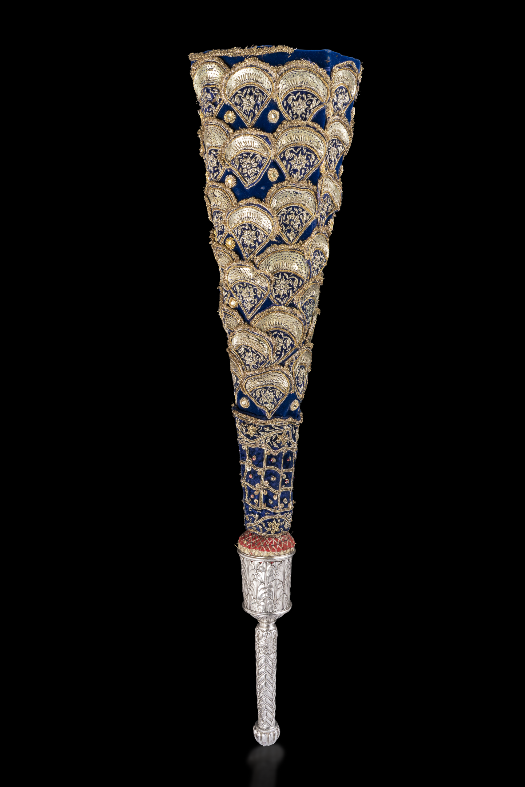 Fly-Whisk, Zardosi & Silver, Possibly Lucknow, Uttar Pradesh, Eastern India, ca. 1895 - 1905.