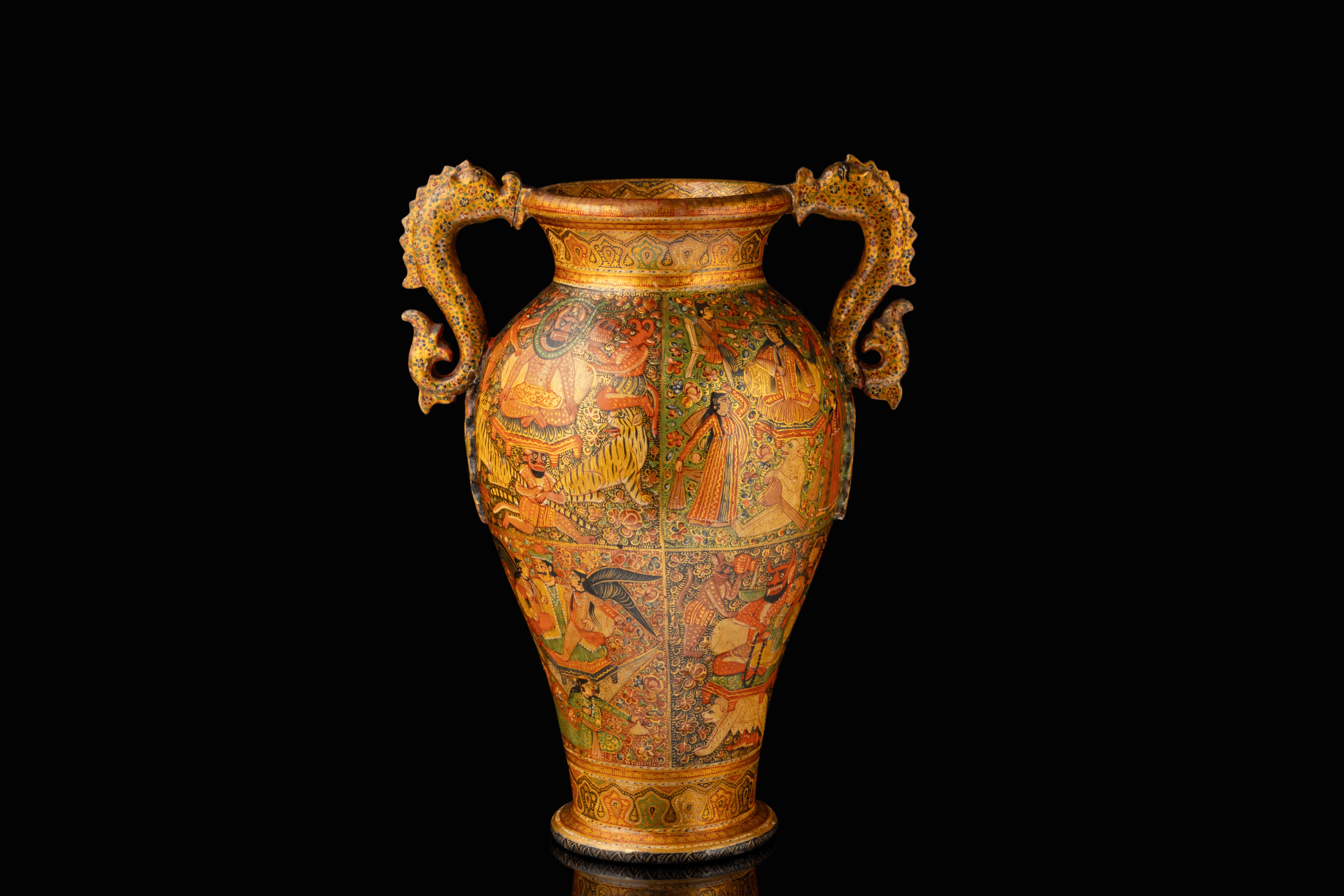 A KASHMIRI PAPIER-MÂCHÉ VASE, Possibly Srinagar, Kashmir, Northern India, ca. 1870 - 1890.