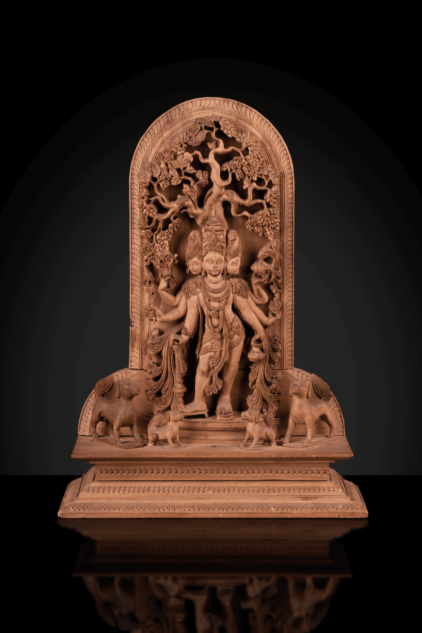 Dattātreya, Carved Sandalwood Sculpture, Mysore, Karnataka, Southern India, ca. 1850 - 1870.