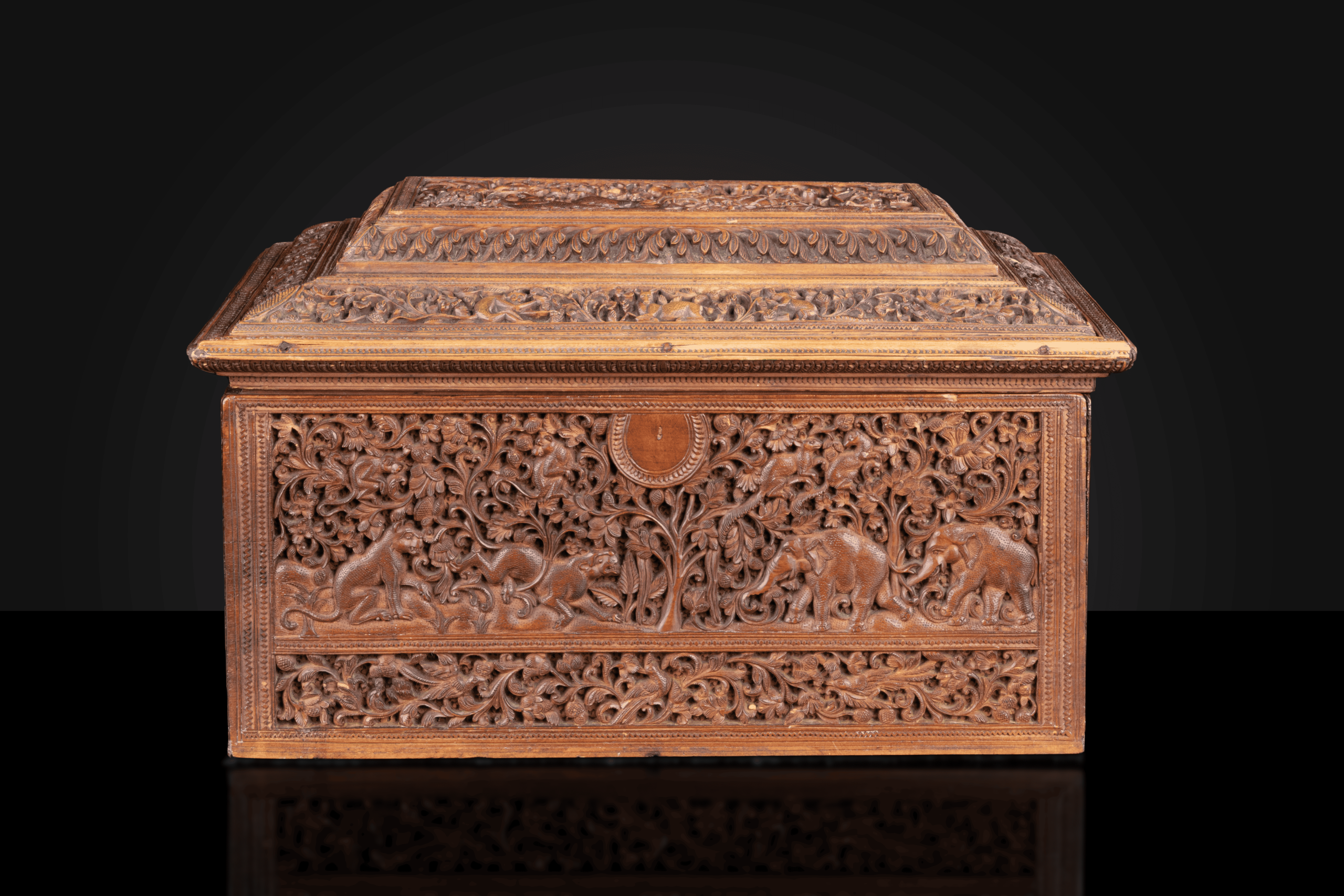 Sarcophagus Box, Carved Sandalwood, Mysore, Karnataka, Southern India  c.a. 1860-1880.