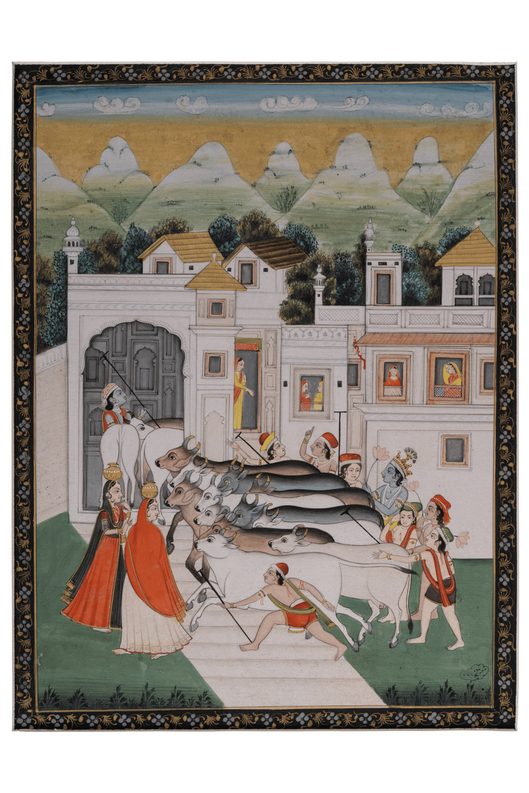 Hour of Cow Dust, Miniature Painting, Kangra, Himachal Pradesh, Northern India, ca. 1825 - 1850.