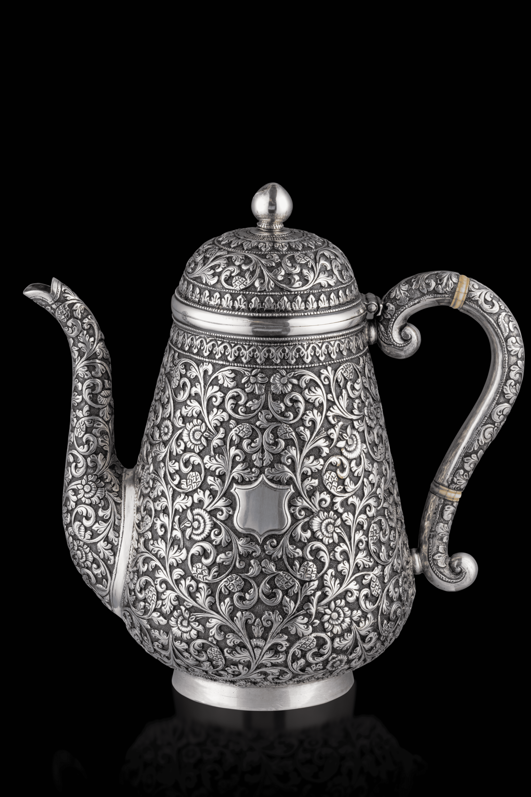 FINE KUTCH SILVER TEAPOT, Possibly Bhuj, Kutch, Western India, ca. 1870 - 1890.