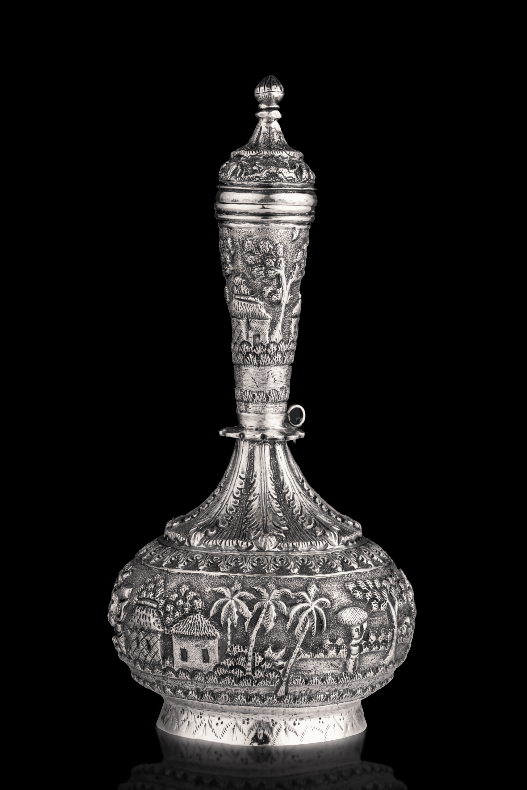 Wine Flask (Surahi), Silver, Possibly Bhowanipore, Kolkata, West Bengal, Eastern India, ca. 1890-1910.