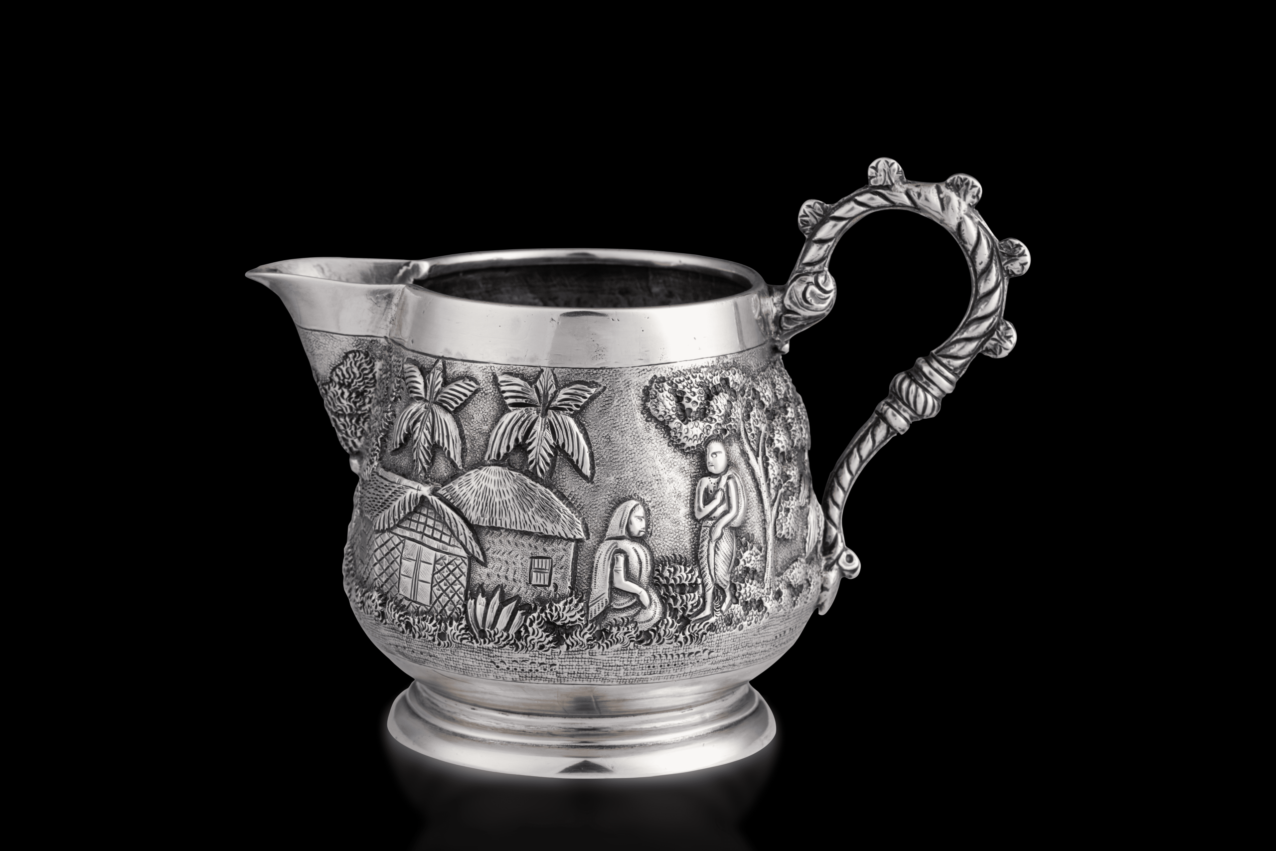 Milk Strainer/Cream Jug, Silver, Possibly Bhowanipore, West Bengal, Eastern India, ca. 1890-1920.