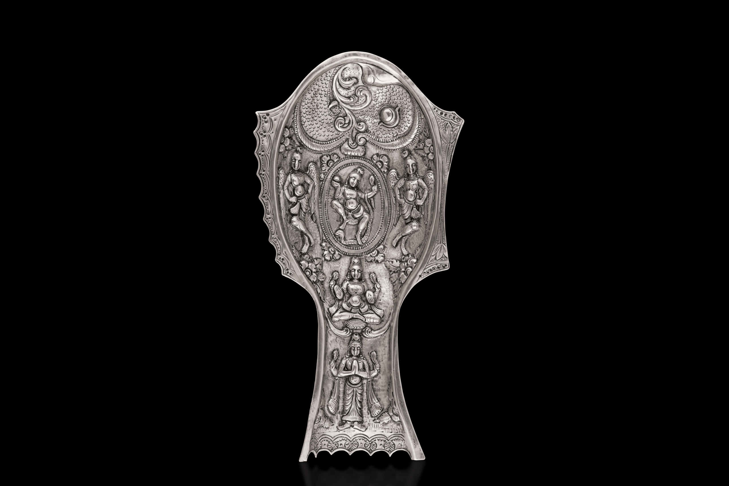Rare Fish Shape Spoon Rest, Silver, Chennai, Tamil Nadu, Southern India, ca. 1870.